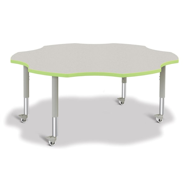 Berries Six Leaf Activity Table, 60 in., Mobile, Freckled Gray/Key Lime/Gray